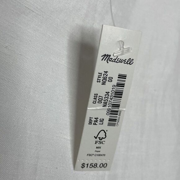 MADEWELL Midi Dress Women 00 One-Shoulder Sleeveless NEW Ivory Linen Blend NQ624 - Picture 13 of 13